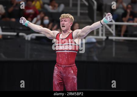 26. August 2023: Riley Loos aus Stanford während des Men's Day 2 der US-Gymnastik-Meisterschaften 2023 im SAP Center in San Jose, KALIFORNIEN. Kyle Okita/CSM Stockfoto