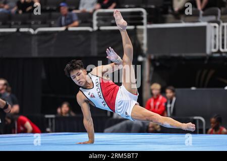 August 26, 2023: Yul Moldauer competes on the Floor Exercise during the Men's Day 2 of the 2023 U.S. Gymnastics Championships at SAP Center in San Jose, CA. Kyle Okita/CSM Stockfoto