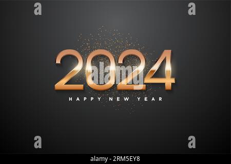 2024 new year celebration with combined number coloring. design premium vector. Stock Vector