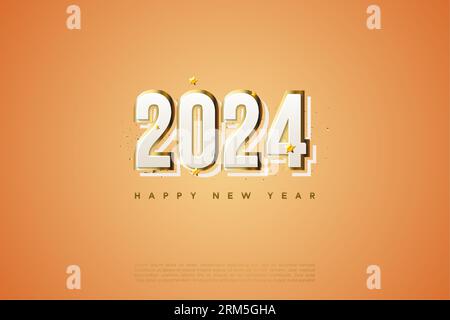 2024 Neujahr mit goldenen Zahlen. Design Premium Vektor. Stock Vektor