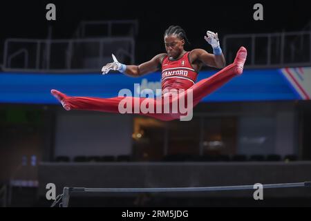 26. August 2023: Khoi Young nimmt an der High Bar Teil, während des Men's Day 2 der U.S. Gymnastics Championships 2023 im SAP Center in San Jose, KALIFORNIEN. Kyle Okita/CSM Stockfoto
