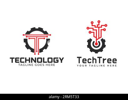 Initial T letter marks alphabet with a gear. Gears engineer logo design. Modern logos for automotive, mechanical, technology, setting, repair business Stock Vector