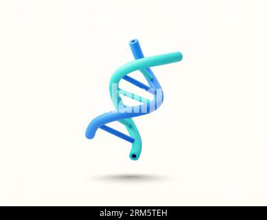 3D-Gen, DNA-Symbol, Chromosomenmodell, minimaler Stil, isoliert auf weißem Hintergrund. Biologie-Vektor-Illustration. Vektorillustration Stock Vektor