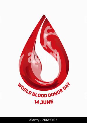 National Donor Day. Vertical banner. Blood flow, drop shape. Illustration in a realistic style. Hemophilia. blood diseases. For banner, website, poste Stock Vektor