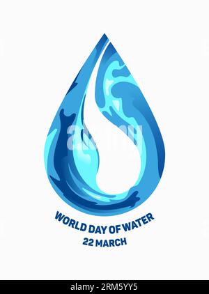 Welttag des Wassers. Umweltkonzept. Tropfen, Durchfluss. Umweltschutz. Erhaltung der Wasserressourcen der Erde. Für Flyer, Banner, Website. Stock Vektor