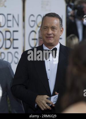 Actor Thomas Hanks arrives for the 71st annual Golden Globe Awards in Beverly Hills, California, the United States, on Jan. 12, 2014. (Xinhua/Yang Lei) U.S.-BEVERLY HILLS-GOLDEN GLOBE AWARDS PUBLICATIONxNOTxINxCHN   Actor Thomas Hanks arrives for The 71st Annual Golden Globe Awards in Beverly Hills California The United States ON Jan 12 2014 XINHUA Yang Lei U S Beverly Hills Golden Globe Awards PUBLICATIONxNOTxINxCHN Stockfoto