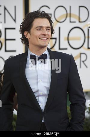 Schauspieler Orlando Bloom trifft am 12. Januar 2014 in Beverly Hills, Kalifornien, USA, für die 71. Jährlichen Golden Globe Awards ein. (Xinhua/Yang Lei) U.S.-BEVERLY HILLS-GOLDEN GLOBE AWARDS PUBLICATIONxNOTxINxCHN Schauspieler Orlando Bloom kommt für die 71. Jährlichen Golden Globe Awards in Beverly Hills Kalifornien die Vereinigten Staaten AM 12. Januar 2014 XINHUA Yang Lei U S Beverly Hills Golden Globe Awards PUBLICATIONxNOTxINxCHN Stockfoto