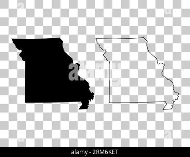 MAP-Set von Missouri, vereinigte Staaten von amerika. Vektordarstellung für Symbole mit flachem Konzept. Stock Vektor