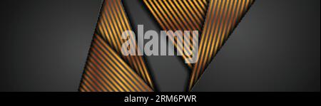 Schwarzes abstraktes Corporate Banner mit bronzenen Linien. Vektorhintergrund Stock Vektor