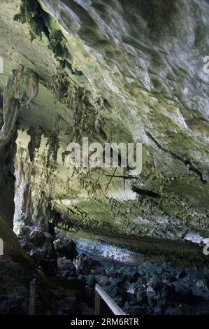 In den Niah-Höhlen, die heute einen Nationalpark und ein Weltkulturerbe in Sarawak, Malaysian Borneo, bilden, wurden uralte menschliche Überreste gefunden Stockfoto