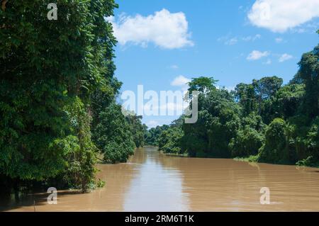 Fluss neben dem Hauptquartier des Nationalparks, Niah Caves, Sarawak, Malaysia Stockfoto
