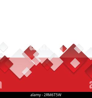 Rot-weiße geometrische Quadrate abstrakter technischer Hintergrund. Vektordesign Stock Vektor