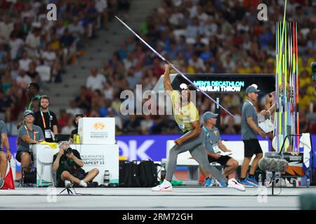 National Athletics Centre, Budapest, Ungarn. 26. August 2023. Leo Neugebauer (GER), 26. AUGUST 2023 - Leichtathletik: Leichtathletik-Weltmeisterschaften Budapest 2023 Männer-Decathlon - Javelin Throw im Nationalen Leichtathletik-Zentrum, Budapest, Ungarn. Quelle: Yohei Osada/AFLO SPORT/Alamy Live News Stockfoto