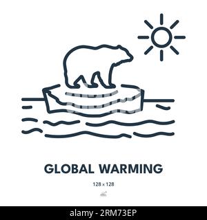 Symbol Für Globale Erwärmung. Klima, Temperatur, Ökologie. Bearbeitbare Kontur. Symbol „Einfacher Vektor“ Stock Vektor