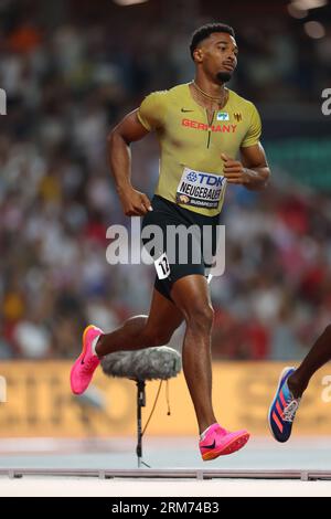 National Athletics Centre, Budapest, Ungarn. 26. August 2023. Leo Neugebauer (GER), 26. AUGUST 2023 - Leichtathletik: Leichtathletik-Weltmeisterschaften Budapest 2023 Männer-Decathlon - 1500m im Nationalen Leichtathletik-Zentrum, Budapest, Ungarn. Quelle: Yohei Osada/AFLO SPORT/Alamy Live News Stockfoto