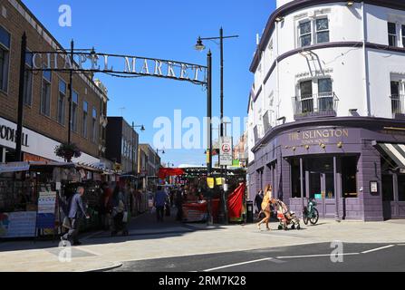 Chapel Street Market in der Nähe von Angel in Islington, im Norden Londons, Großbritannien Stockfoto