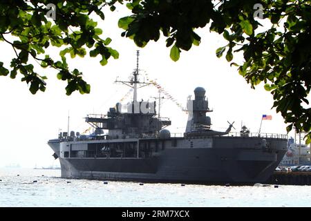 (140318) -- MANILA, 18. März 2014 (Xinhua) -- die USS Blue Ridge (LCC-19), das Flaggschiff der Siebten Flotte der Vereinigten Staaten, ist am 18. März 2014 in Manila auf den Philippinen angedockt. Die USS Blue Ridge kam am Dienstag in South Harbor in Manila an, um einen Kulanzbesuch zu machen, der bis zum 22. März dauern wird. (Xinhua/Rouelle Umali) (djj) PHILIPPINEN-MANILA-USS BLUE RIDGE PUBLICATIONxNOTxINxCHN Manila 18. März 2014 XINHUA die USS Blue Ridge LCC 19 das Flaggschiff der Vereinigten Staaten die siebte Flotte IST Seen in Manila angelegt die Philippinen 18. März 2014 die USS Blue Ridge traf Dienstag in South Harbor in M ein Stockfoto