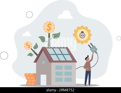 solar panel for saving .concept of alternative energy and future.flat vector illustration. Stock Vektor