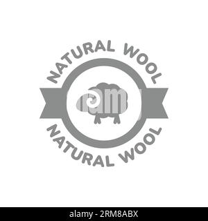 Vektoretikett aus natürlicher organischer Wolle. Symbol für Schafwolle oder Stoff. Stock Vektor