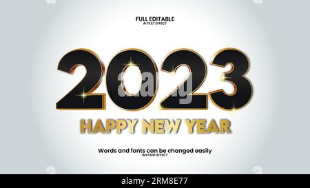 Frohes neues Jahr 2023 3D-Texteffekt Stock Vektor