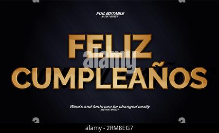 Vector Happy birthday in spanish 3d Text Effect cumpleanos Stock Vektor