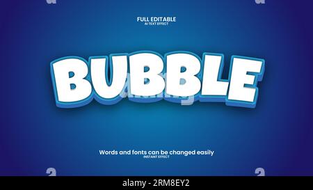 Vektorblase 3D-Texteffekt blauer Hintergrund Stock Vektor