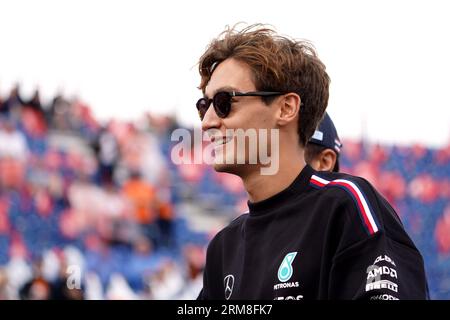 Mercedes' George Russell während des Großen Preises der Niederlande auf dem Circuit Zandvoort CM.com, Niederlande. Bilddatum: Sonntag, 27. August 2023. Stockfoto