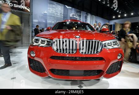 (140416) -- NEW YORK, 16. April 2014 (Xinhua) -- Ein BMW Concept X4 Auto wird während des Pressetages der New York International Auto Show 2014 in New York, USA, am 16. April 2014 gezeigt. Der neueste Neuzugang der X-Familie, der BMW Concept X4, wurde auf der New York International Auto Show 2014 vorgestellt, die vom 18. Bis 27. April für die Öffentlichkeit geöffnet ist. (Xinhua/Wang Lei) US-NEW YORK-INTERNATIONAL AUTO SHOW-PRESS DAY-BMW X4 PUBLICATIONxNOTxINxCHN New YORK 16. April 2014 XINHUA ein BMW Concept Car WIRD während des Pressetages der New York International Car Show 2014 in New York The United gezeigt Stockfoto