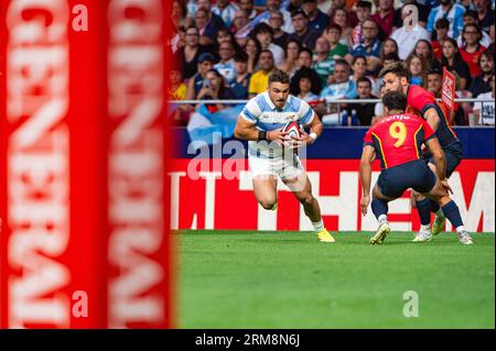 Madrid, Spanien. 26. August 2023. Mateo Carreras (Argentinien) spielte während des Rugby-Spiels zwischen den Nationalmannschaften Spaniens und Argentiniens (los Pumas) im Estadio Civitas Metropolitano. Quelle: SOPA Images Limited/Alamy Live News Stockfoto