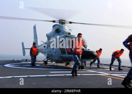 (140423) -- QINGDAO, April 23, 2014 (Xinhua) -- A speedboat sent by the Brunei naval ship takes part in the multi-country maritime exercises off the coast of Qingdao, east China s Shandong Province, April 23, 2014. Nineteen ships, seven helicopters and marine corps from eight countries including China, Bangladesh, Pakistan, Singapore, Indonesia, India, Malaysia and Brunei were organized into three task forces to conduct the exercises dubbed Maritime Cooperation - 2014 . (Xinhua/Zha Chunming) (mp) (FOCUS)CHINA-QINGDAO-MULTI-COUNTRY MARITIME EXERCISES (CN) PUBLICATIONxNOTxINxCHN   Qingdao April Stock Photo