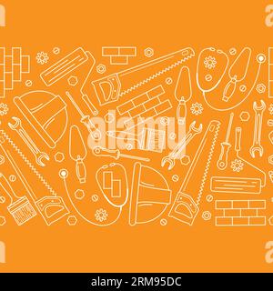 Vector Seamless Pinsel, Rahmen, Muster. Arbeitstag. Werkzeuge. Stock Vektor