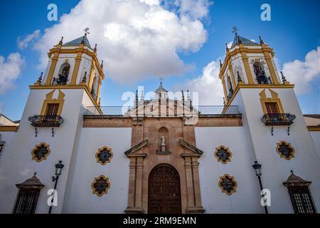 Fassade der Pfarrei Nuestra Senora del Socorro in Ronda, Malaga, Spanien Stockfoto