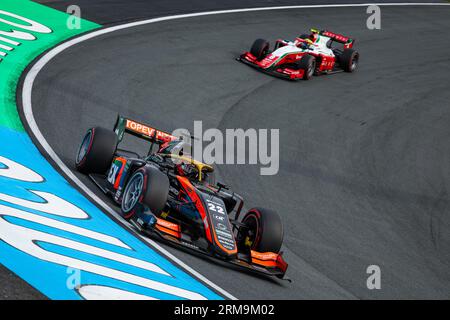 22 VERSCHOOR Richard (nld), Van Amersfoort Racing, Dallara F2, Action während der 11. Runde der FIA-Formel-2-Meisterschaft 2023 vom 25. Bis 28. August 2023 auf dem Zandvoort Circuit in Zandvoort, Niederlande Stockfoto