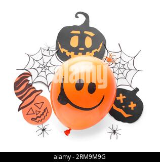 Halloween balloon and decor on white background Stock Photo