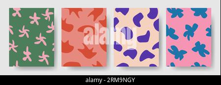 Set aus abstrakten nahtlosen Mustern. Trendiger Retro-Stil, grooviger Stil. Vektor Stock Vektor