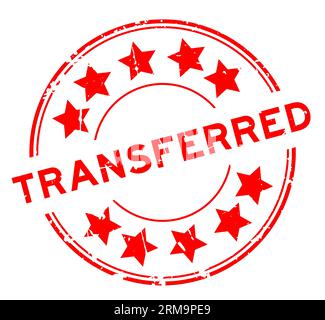 Grunge rotes übergebenes Wort mit rundem Gummisiegelstempel mit Sternsymbol auf weißem Hintergrund Stock Vektor