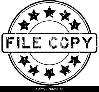 Grunge black file copy word with star icon round rubber seal stamp on white background Stock Vector