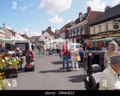 Markttag in Pocklington, East Yorkshire Stockfoto