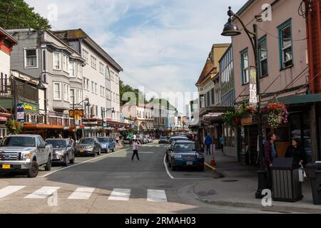 Geschäftige Straße in Junaeu, Alaska, USA Stockfoto