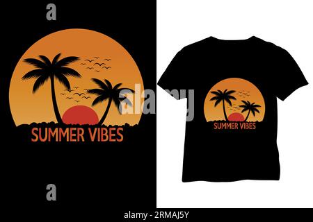 T-Shirt-Design mit Sommeratmosphäre Stock Vektor