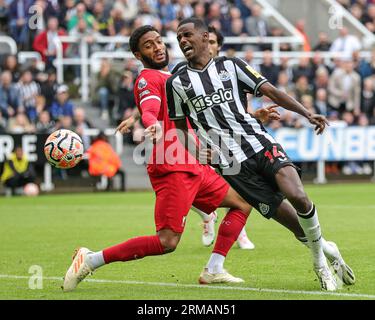 Alexander Isak #14 von Newcastle United trifft beim Premier League-Spiel Newcastle United gegen Liverpool in St. James's Park, Newcastle, Großbritannien, 27. August 2023 (Foto: Mark Cosgrove/News Images) Stockfoto
