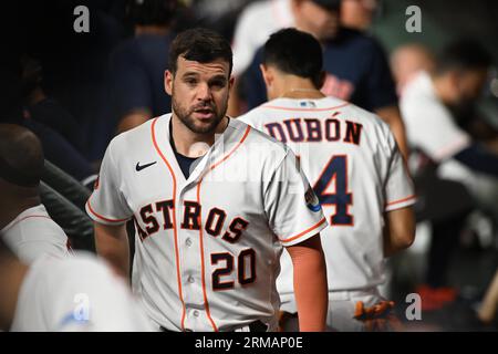 Houston Astros Center Fielder Chas McCormick (20) in der Mitte des siebten Inning des MLB-Spiels zwischen den Boston Red Sox und dem Houston Astro Stockfoto