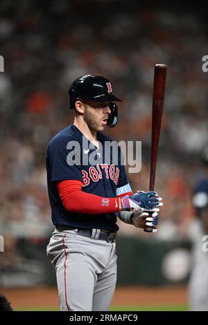 Boston Red Sox Shortstop Trevor Story (10) im sechsten Inning des MLB-Spiels zwischen den Boston Red Sox und den Houston Astros am Dienstag, den 22. August Stockfoto