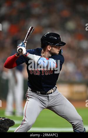 Boston Red Sox Shortstop Trevor Story (10) im sechsten Inning des MLB-Spiels zwischen den Boston Red Sox und den Houston Astros am Dienstag, den 22. August Stockfoto