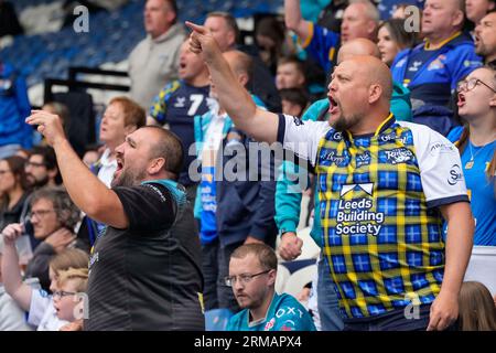 Huddersfield, UK. 27th Aug, 2023. Leeds Rhinos fans during the Betfred Super League Round 23 match Huddersfield Giants vs Leeds Rhinos at John Smith's Stadium, Huddersfield, United Kingdom, 27th August 2023 (Photo by Steve Flynn/News Images) in Huddersfield, United Kingdom on 8/27/2023. (Photo by Steve Flynn/News Images/Sipa USA) Credit: Sipa USA/Alamy Live News Stock Photo