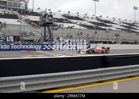 Madison, IL 27. August 2023: 7. Jährliches INDYCAR-Rennen der Bommarito Automotive Group 500 auf dem WWTR-Rennbahn. Stockfoto