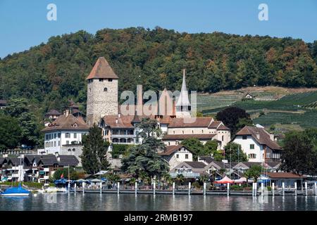 Spiez am Ufer des Thunersees, Kanton Bern, Schweiz. Stockfoto