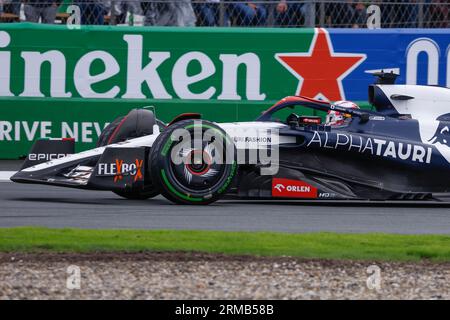 ZANDVOORT, NIEDERLANDE - AUGUST 27: Liam Lawson von Scuderia AlphaTauri Race mit Zwischenstand während des niederländischen GP Formel-1-Renntags auf Circuit Stockfoto