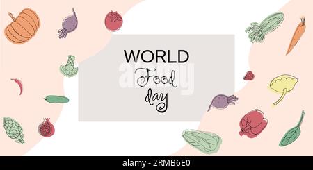 World Food Day Illustration Banner with vegetables Stock Vektor