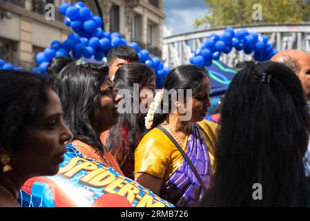 Paris, Frankreich, 27. August 2023. Fest des Gottes Ganesh. Die hinduistische und tamilische Gemeinschaft feiert am 27. August in Paris, Frankreich, den Geburtstag des Götterelefanten Ganesh, Ganesh Chaturthi. 2023. Kredit: Elena Dijour/Alamy Live News. Stockfoto